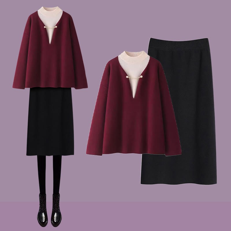 Gefälschtes Partner-Outfit: Pullover und Rock - Red Set - 2XL - image 2