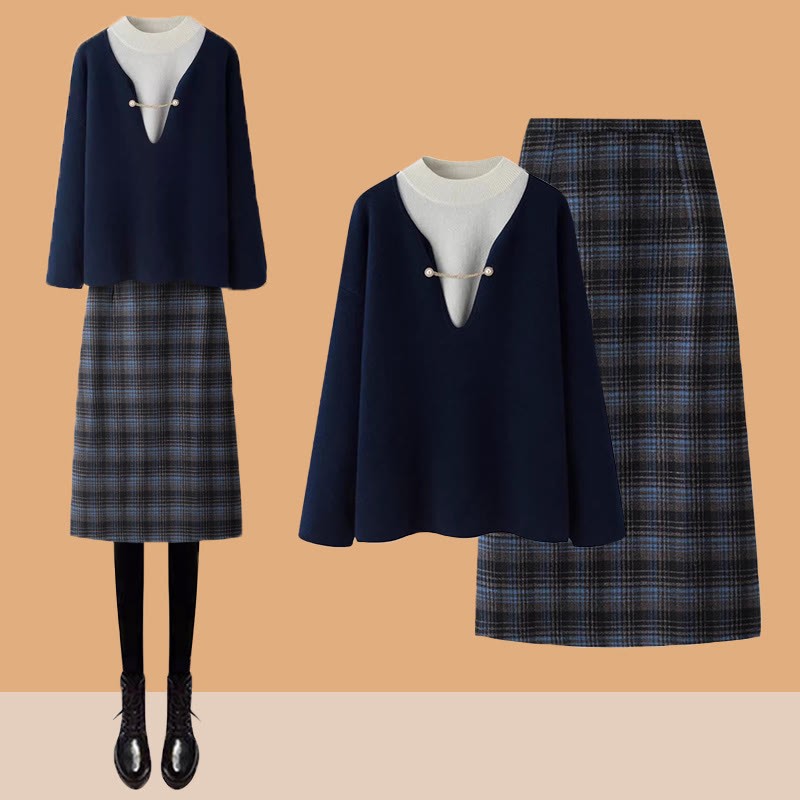 Gefälschtes Partner-Outfit: Pullover und Rock - Purplish Blue Set - 2XL - image 1