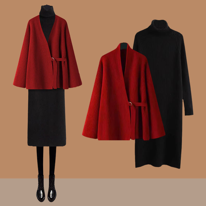 Strickcardigan-Kleid passendes Outfit - Red Set - XL - image 2