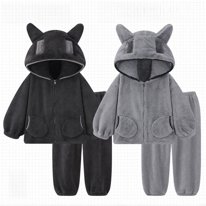 Kleines Monster Plüsch-Pyjama-Set mit Kapuze - image 1