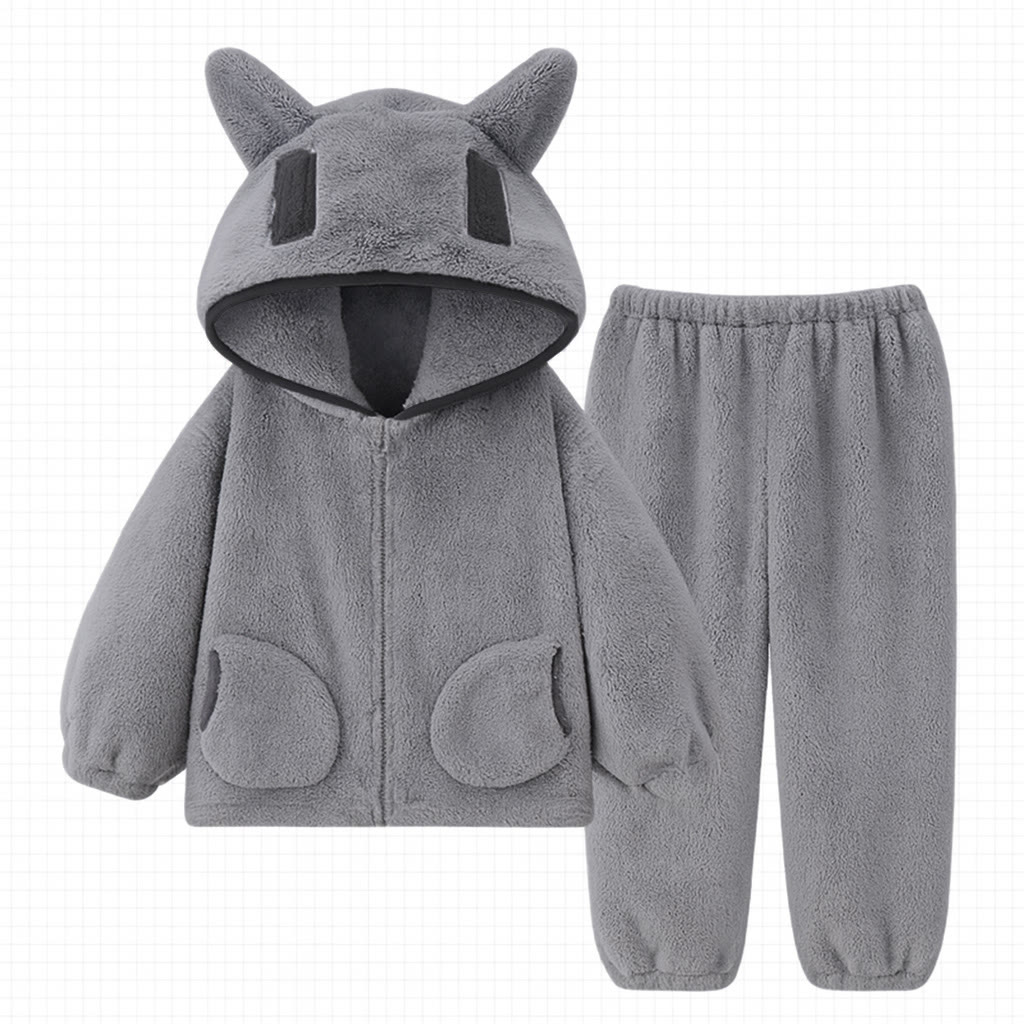 Kleines Monster Plüsch-Pyjama-Set mit Kapuze - Grey - Men 3XL - image 3