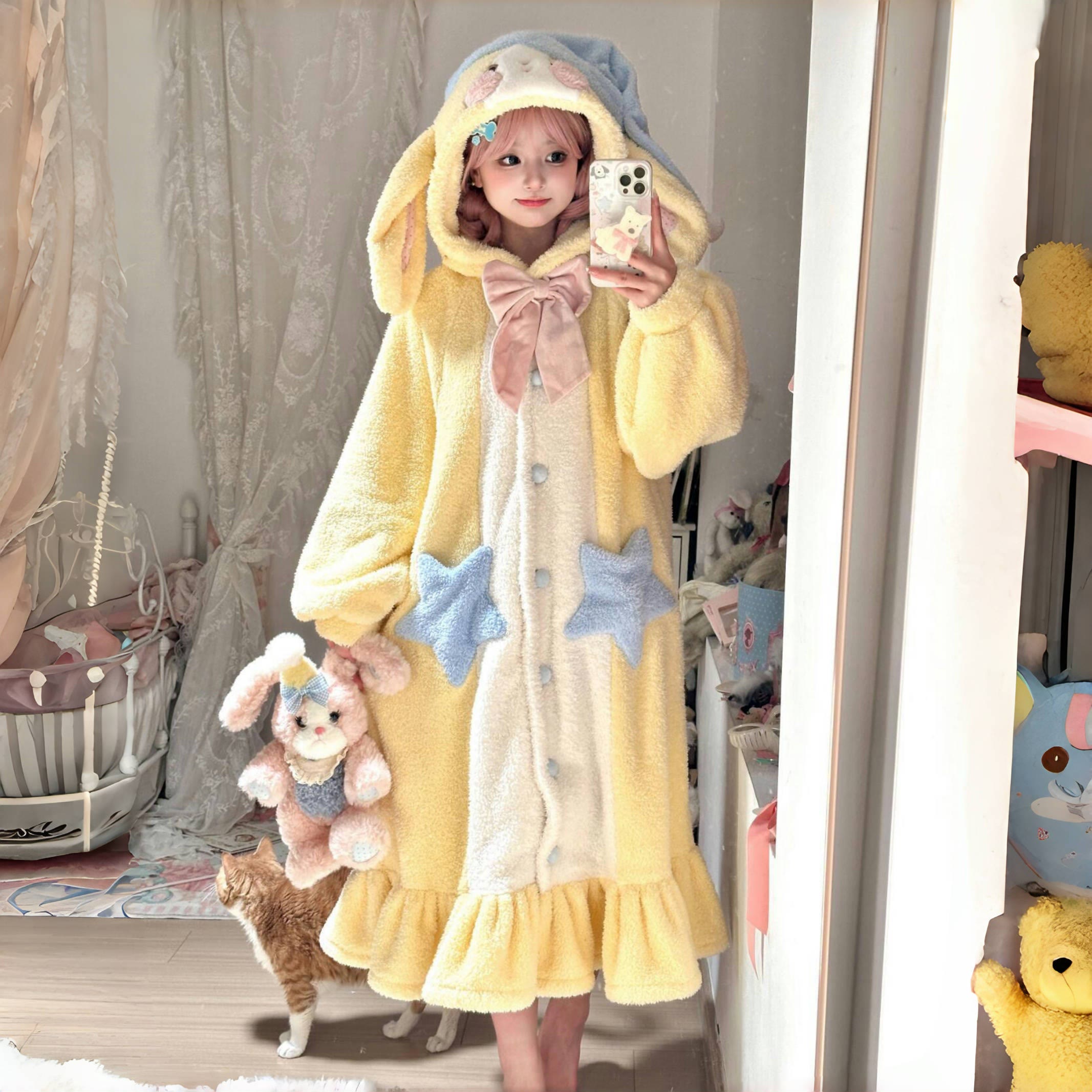 Bunny Star Plüsch-Schlafanzug mit Kapuze - image 5