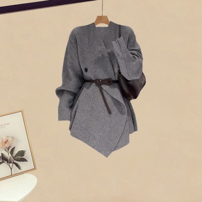 Wickelmantel mit V-Ausschnitt, weite Hose, passender Rock - Coat - XL - image 2