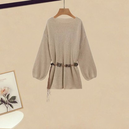 Strickgürtel-Top, karierter Spitzenrock, passendes Outfit - Top - XL - image 2