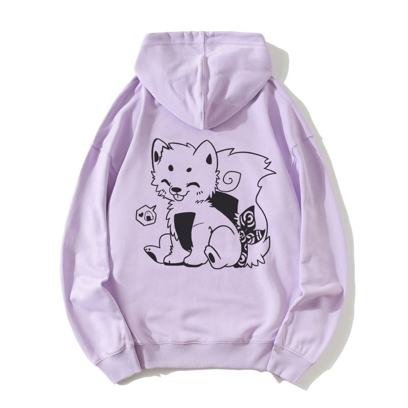 Lockerer Hoodie mit Onigiri-Welpen-Grafik - Purple - 5XL - image 2