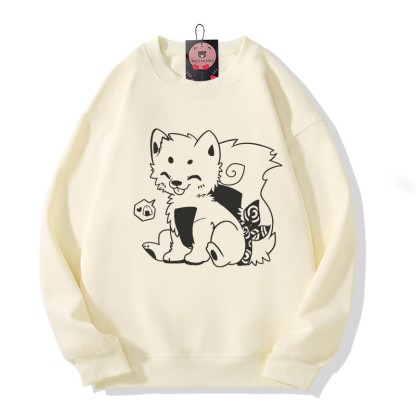 Onigiri Puppy Grafik Rundhals-Sweatshirt - Beige - 5XL - image 1