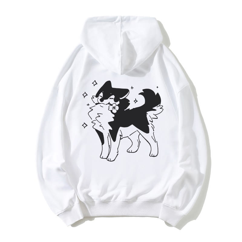 Verspielter Welpe mit Blumen-Grafik, lockerer Hoodie - White - 5XL - image 2