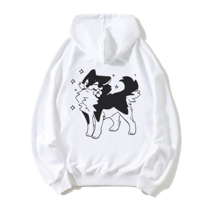 Verspielter Welpe mit Blumen-Grafik, lockerer Hoodie - White - 5XL - image 2