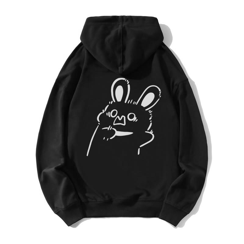 Lockerer Hoodie mit Startled Bunny-Grafik - Black - 5XL - image 2