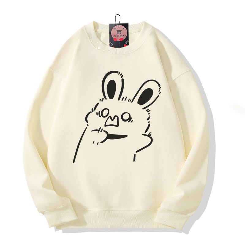 Sweatshirt mit Hasenmotiv und Rundhalsausschnitt - Beige - 5XL - image 2