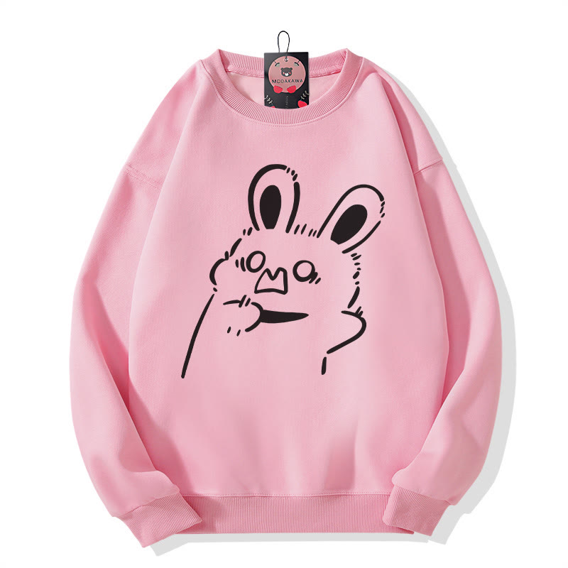 Sweatshirt mit Hasenmotiv und Rundhalsausschnitt - Pink - 5XL - image 1