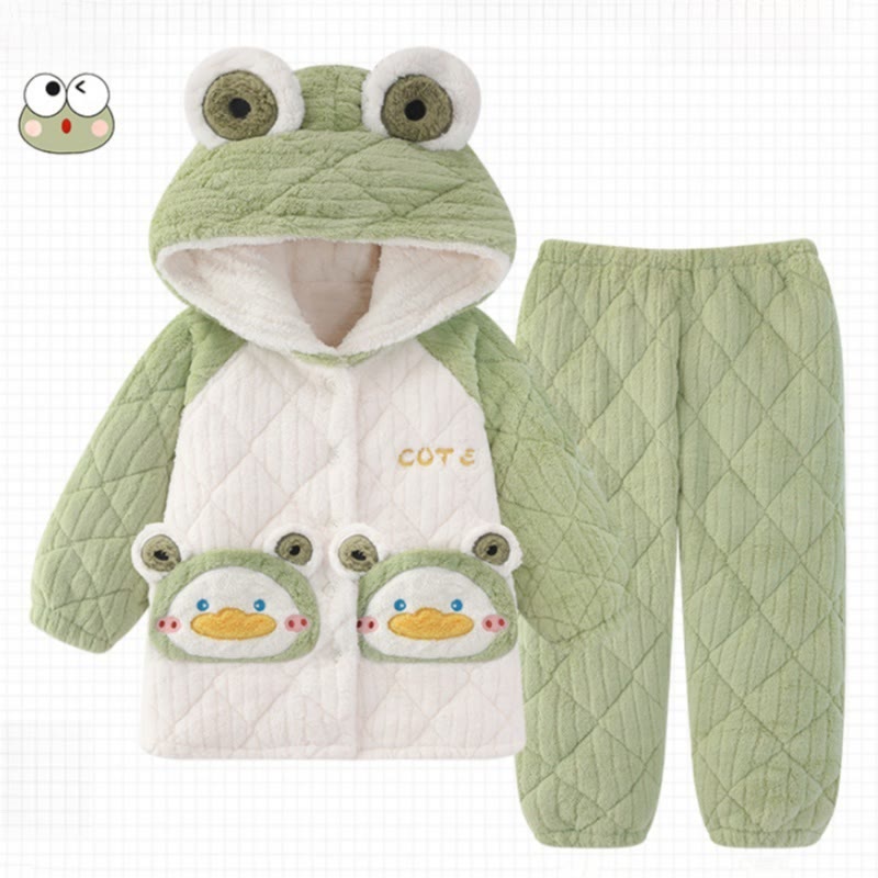 Frosch-Plüsch-Pyjama-Set mit Kapuze - image 1