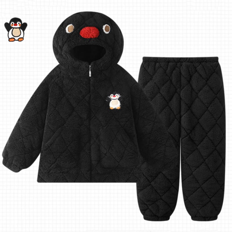 Pinguin-Plüsch-Pyjama-Set mit Kapuze - image 1
