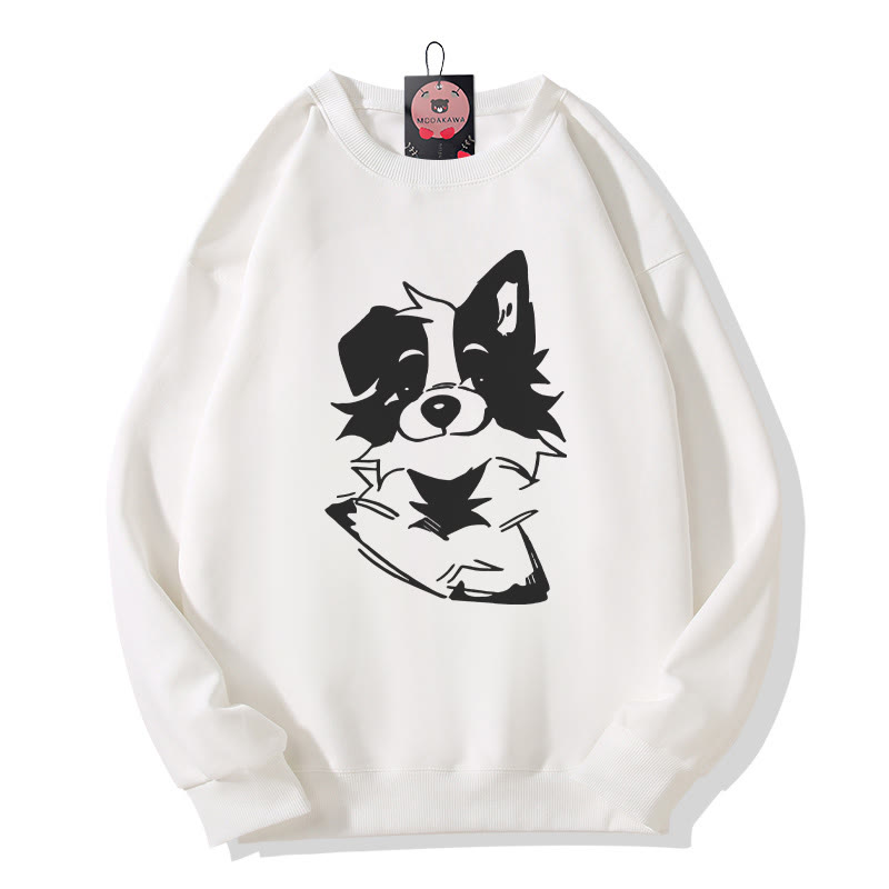 Sweatshirt mit flauschigem Welpenmotiv und Rundhalsausschnitt - White - 5XL - image 2