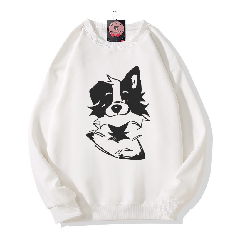 Sweatshirt mit flauschigem Welpenmotiv und Rundhalsausschnitt - White - 5XL - image 2