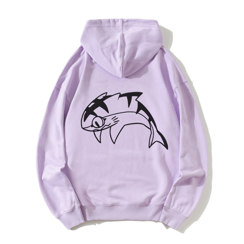 Lockerer Hoodie mit springendem Hai-Grafik - Purple - 5XL - image 2