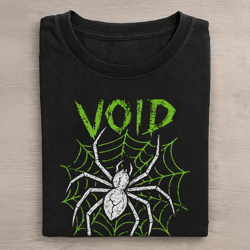 VOID Spider Grafik Unisex Vintage gewaschenes T-Shirt - Schwarz - 5XL - image 4