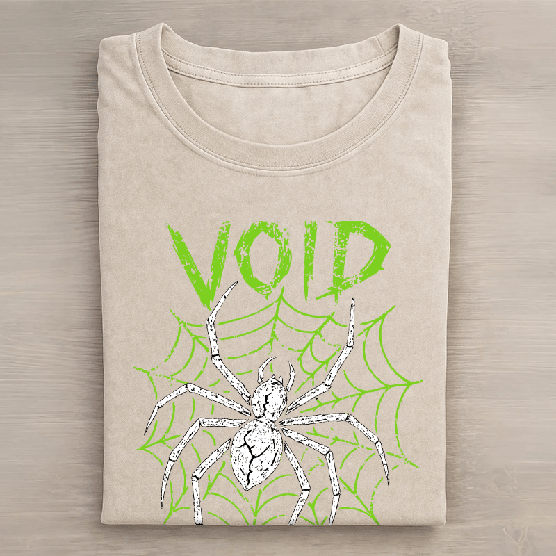 VOID Spider Grafik Unisex Vintage gewaschenes T-Shirt - Aprikose - 5XL - image 2