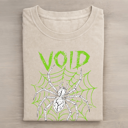 VOID Spider Grafik Unisex Vintage gewaschenes T-Shirt - Aprikose - 5XL - image 2