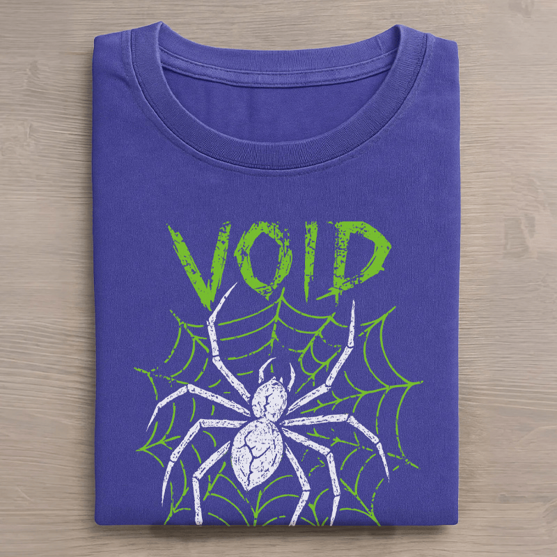 VOID Spider Grafik Unisex Vintage gewaschenes T-Shirt - Blau - 5XL - image 1