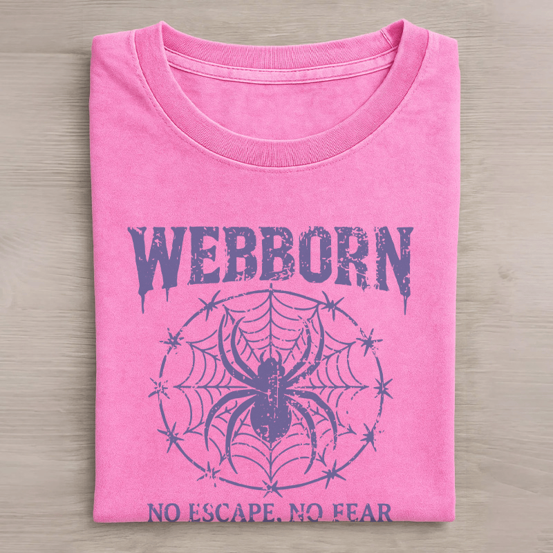 WEBBORN Spider Grafik Unisex Vintage gewaschenes T-Shirt - Rosenrot - 5XL - image 1