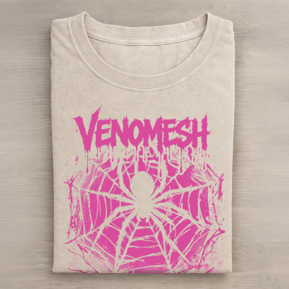 VENOMESH Unisex-T-Shirt mit Spider-Grafik im Vintage-Stil - Aprikose - 5XL - image 2