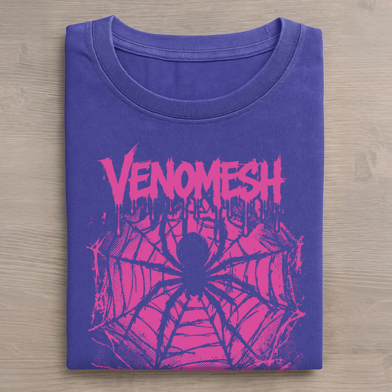 VENOMESH Unisex-T-Shirt mit Spider-Grafik im Vintage-Stil - Blau - 5XL - image 1