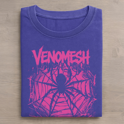VENOMESH Unisex-T-Shirt mit Spider-Grafik im Vintage-Stil - Blau - 5XL - image 1