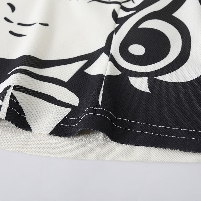 Anime-Mädchen-Polo-Top mit Gesicht und Rüschenrock, passendes Outfit - image 5