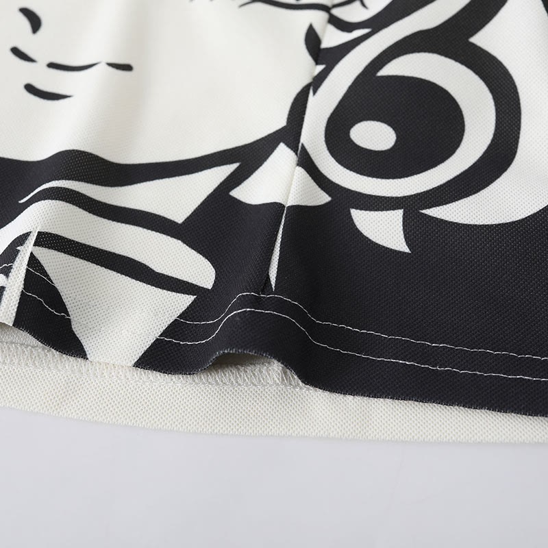 Anime-Mädchen-Polo-Top mit Gesicht und Rüschenrock, passendes Outfit - image 5