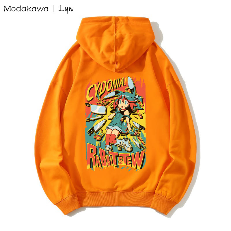 MODAKAWA X Lyn CYDONIA RABBIT STEW Lockerer Hoodie mit Bunny-Girl-Print - Orange - 5XL - image 3