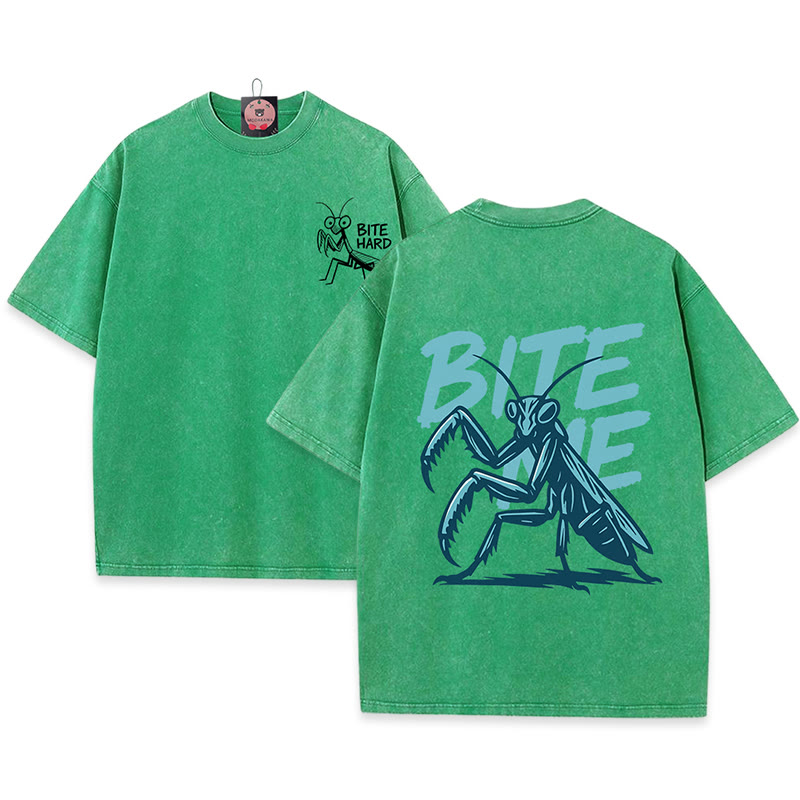 BITE HARD Mantis Grafik Unisex Vintage gewaschenes T-Shirt - image 1