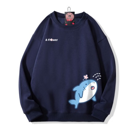 Partner-Sweatshirt mit Hai-Motiv und Rundhalsausschnitt - Purplish Blue - 5XL - image 2