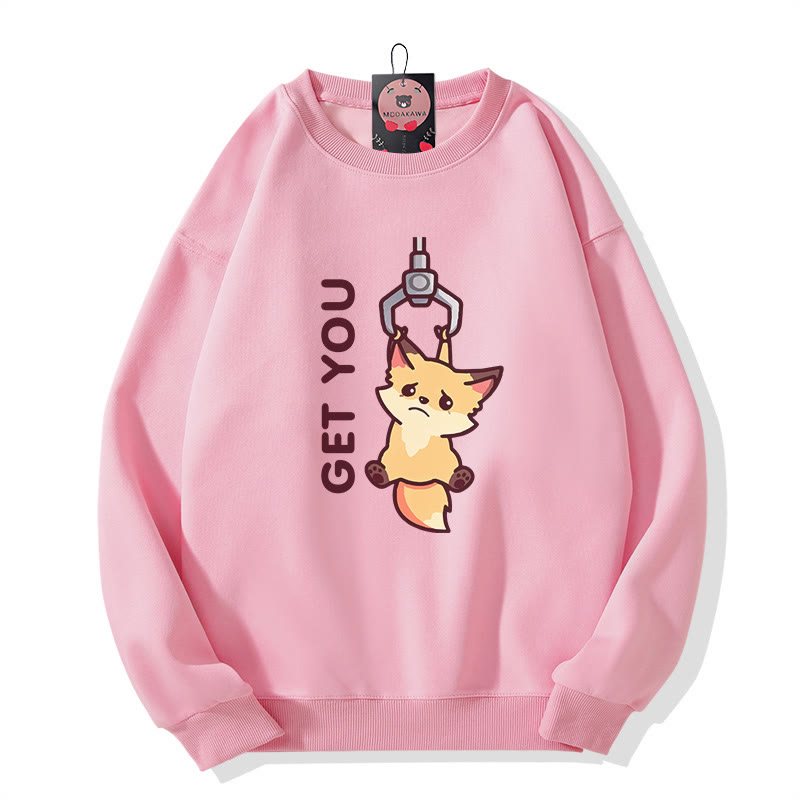 Partner-Sweatshirt mit verspieltem Fuchsmotiv und Rundhalsausschnitt - Pink - 5XL - image 2