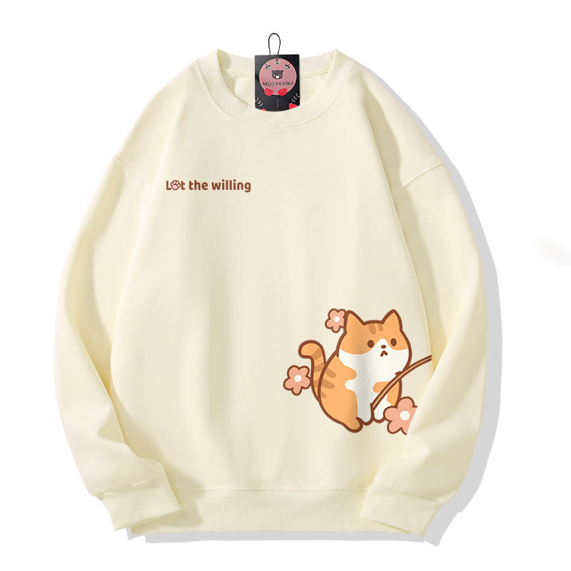 Partner-Sweatshirt mit Katzenmotiv und Angelmotiv, Rundhalsausschnitt - Beige - 5XL - image 2