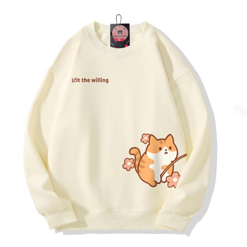 Partner-Sweatshirt mit Katzenmotiv und Angelmotiv, Rundhalsausschnitt - Beige - 5XL - image 2