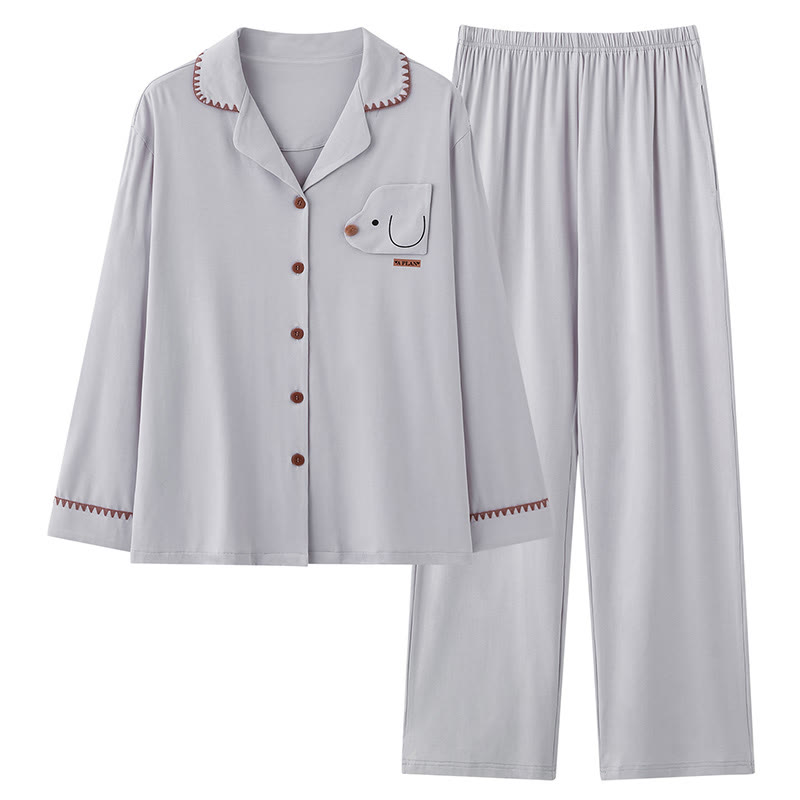 Pyjama-Set mit Welpen-Print - Grau - 2XL - image 2