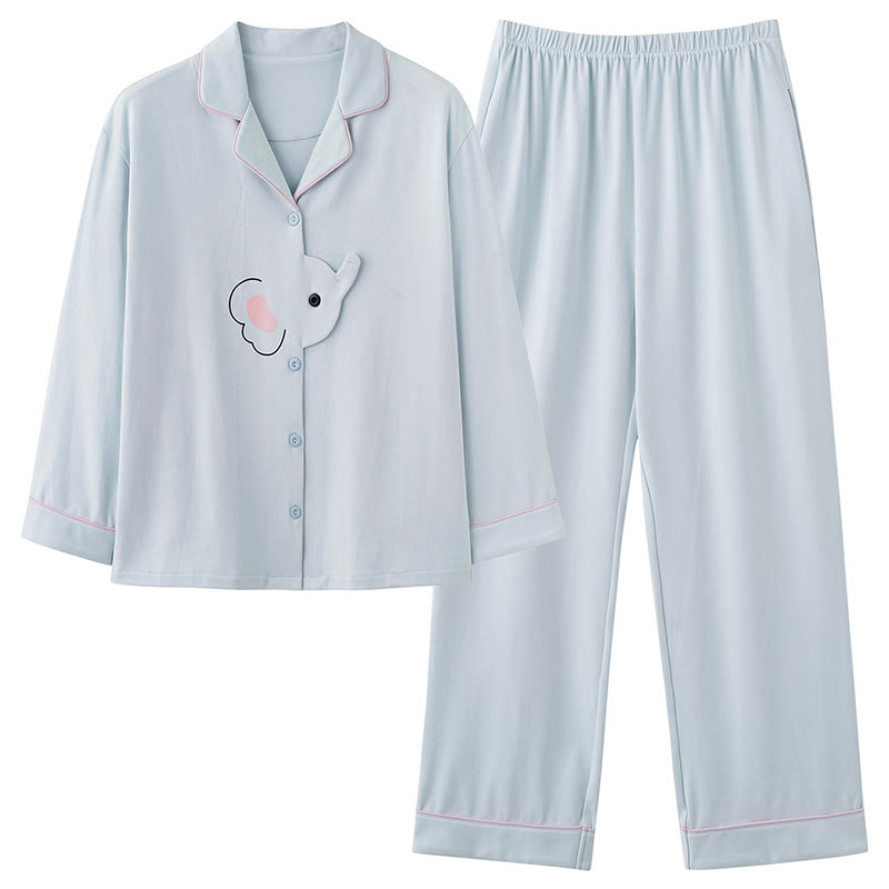 Pyjama-Set mit Elefanten-Print - Blau - 2XL - image 2