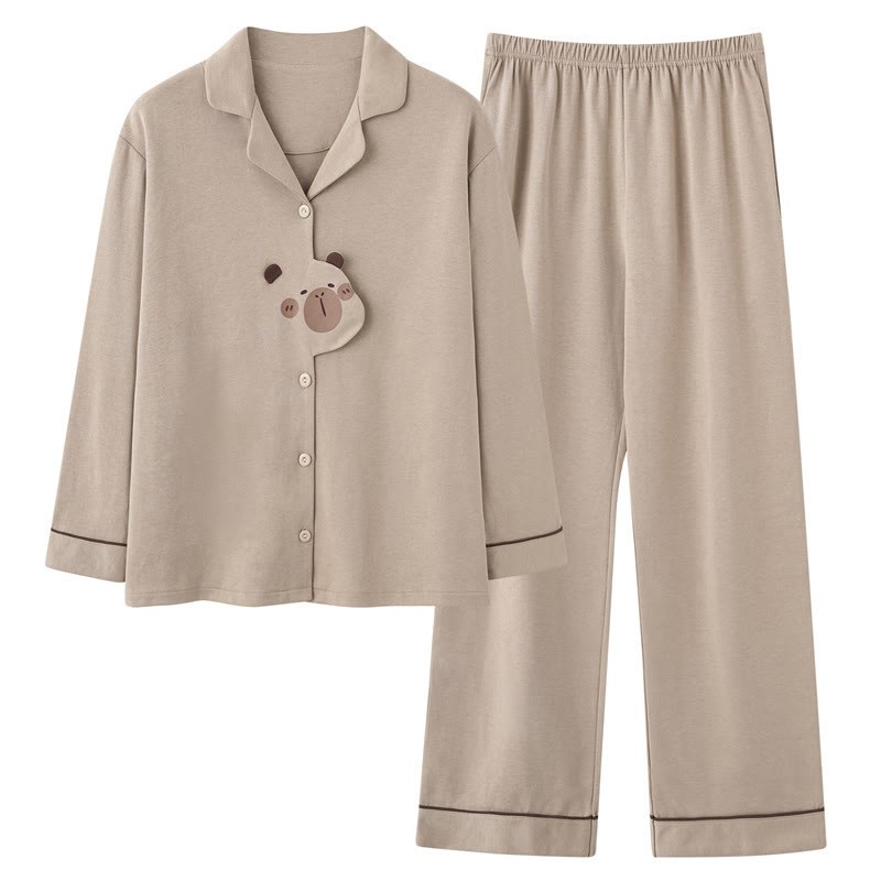 Pyjama-Set mit Capybara-Print - Braun - 2XL - image 2