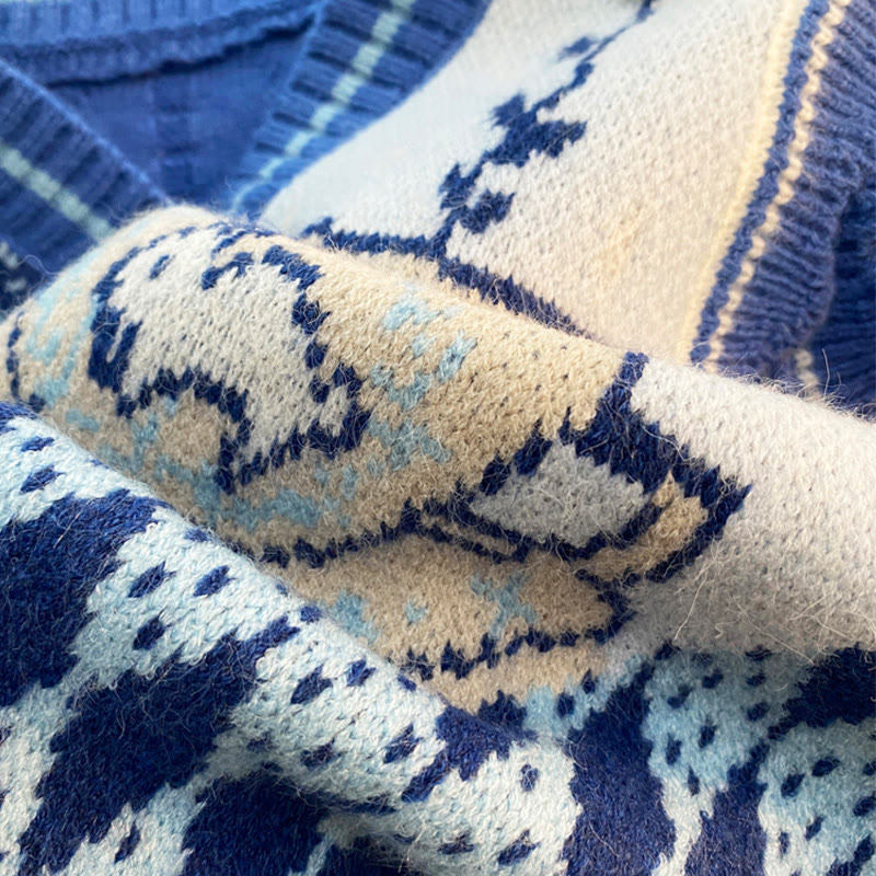 Strickweste mit V-Ausschnitt und Farben - image 5