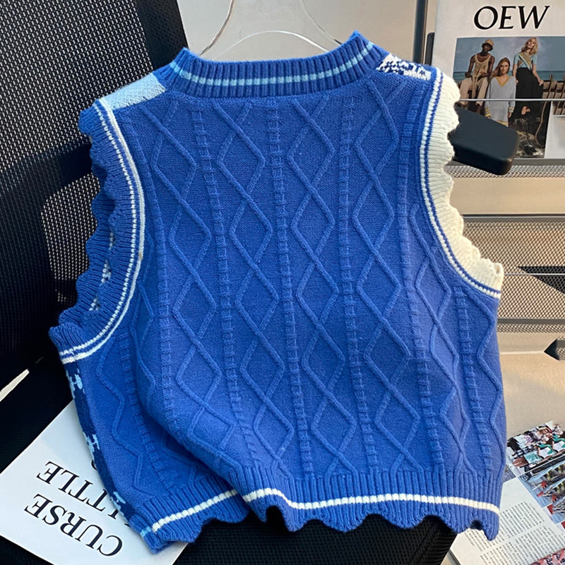 Strickweste mit V-Ausschnitt und Farben - image 2