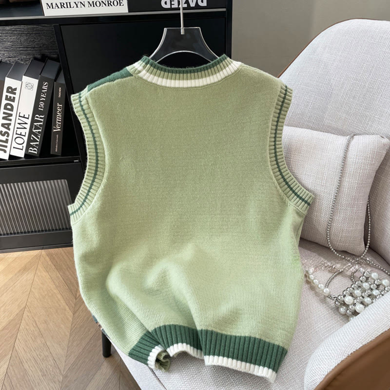 Strickweste mit V-Ausschnitt, Farben und Quaste - image 2