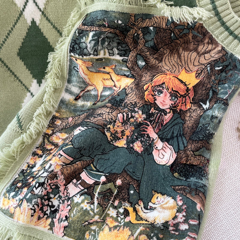 Strickweste mit V-Ausschnitt, Farben und Quaste - image 5