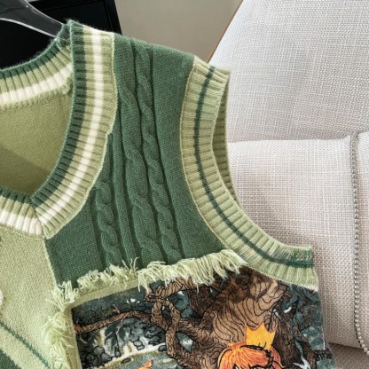 Strickweste mit V-Ausschnitt, Farben und Quaste - image 4