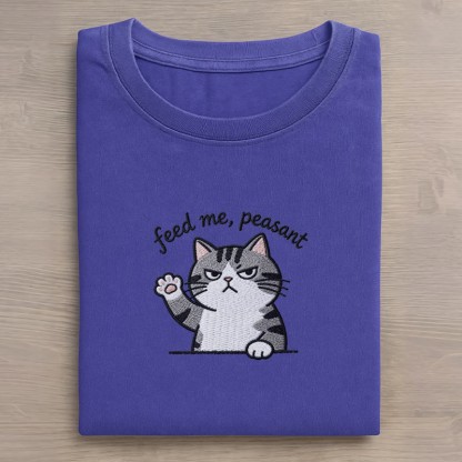FEED ME, PEASANT Unisex Vintage Washed T-Shirt mit Katzenpfoten-Grafik - Blue - 5XL - image 3