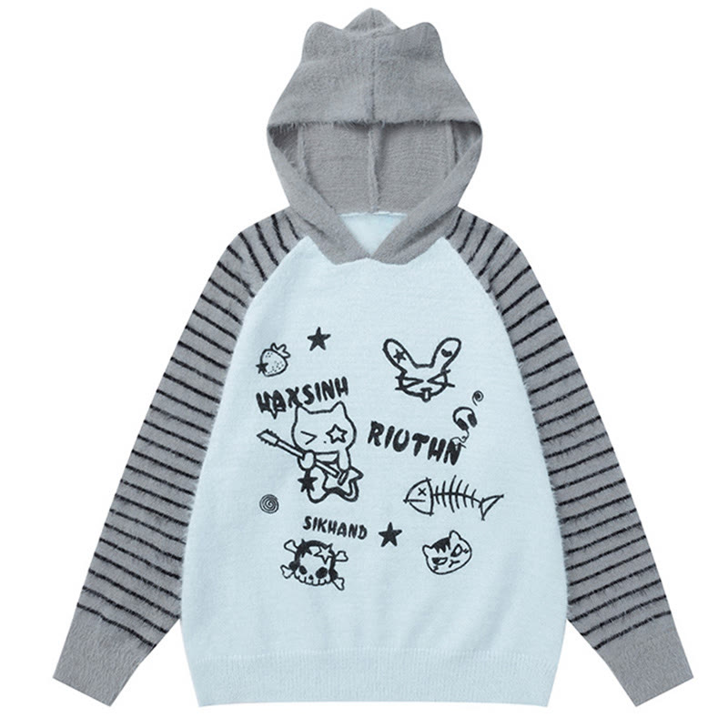 Pullover mit Streifen- und Farben -Tiermuster - Blau - XL - image 1