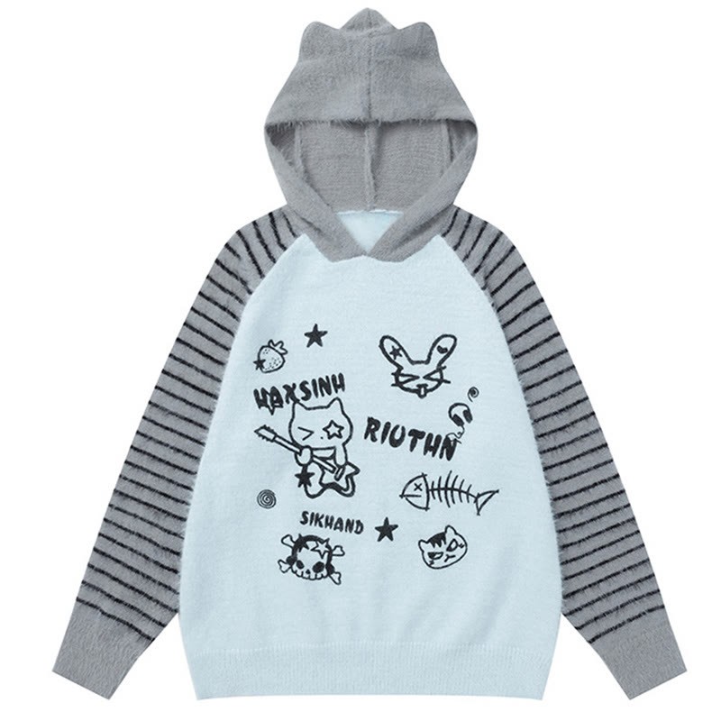 Pullover mit Streifen- und Farben -Tiermuster - Blau - XL - image 1