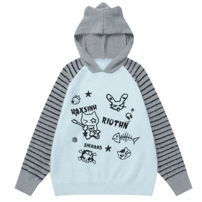 Pullover mit Streifen- und Farben -Tiermuster - Blau - XL - image 1