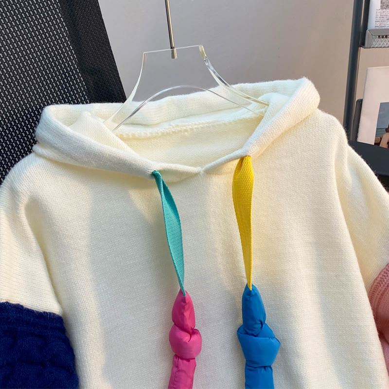 Strick-Hoodie mit 3D-Häschen-Blumen Farben - image 3