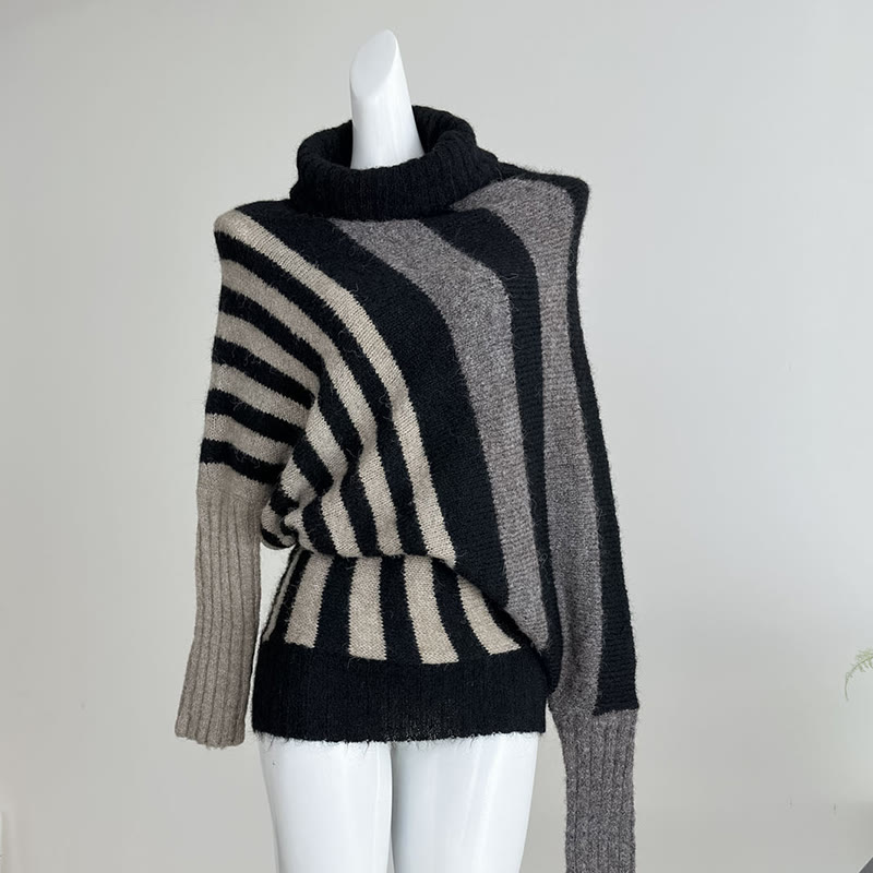 Strickpullover mit unregelmäßigen Streifen - image 1